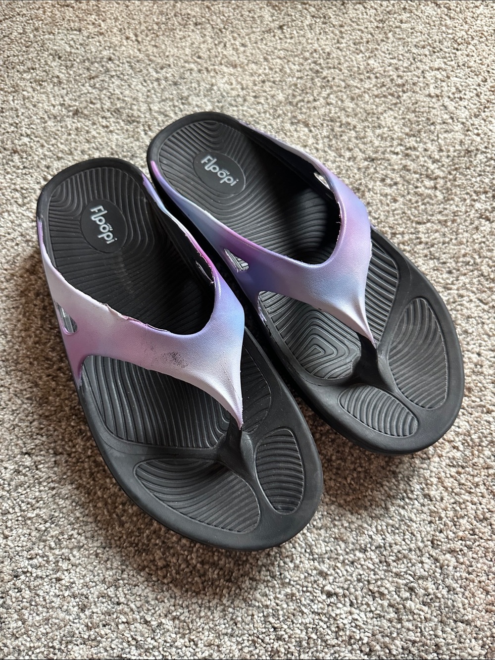 Women’s Ombre Purple-Black Comfort Flip Sandals